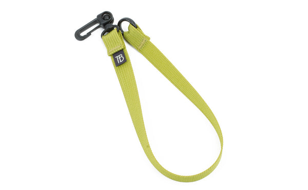 A 16-inch Wasabi (green) Key Strap with a snaphook at one end and an o-ring at the other.